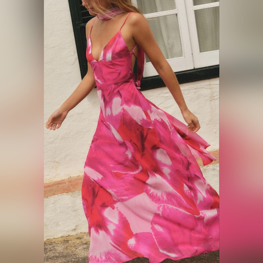 ❌️SOLD❌️FOULARD PRINT LONG DRESS SIZE XS - Picture 5 of 13
